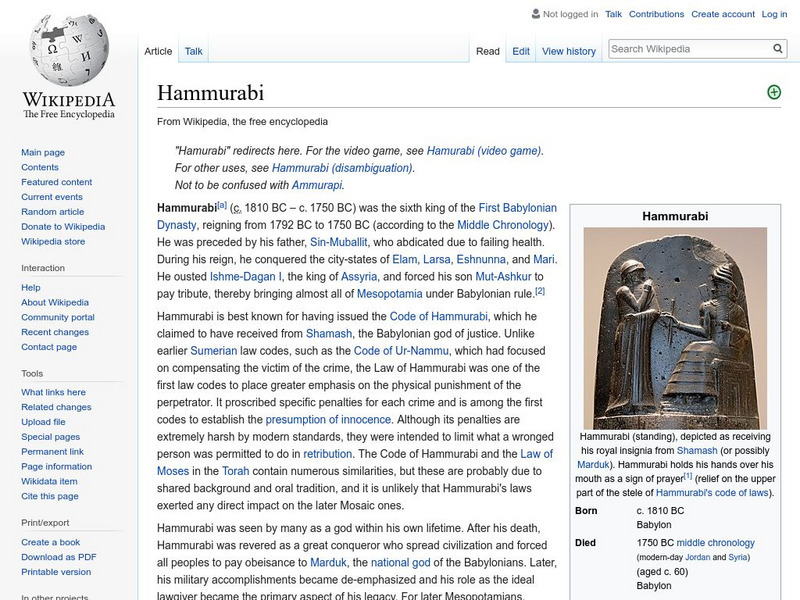 Wikipedia: Hammurabi Handout Wikipedia: Hammurabi Handout
