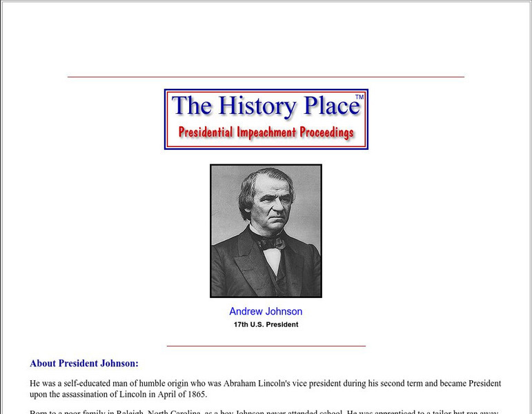 The History Place: Impeachment of Andrew Johnson Website The History Place: Impeachment of Andrew Johnson Website