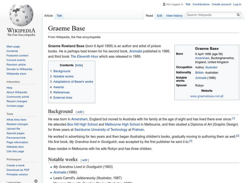 Wikipedia: Graeme Base Handout Wikipedia: Graeme Base Handout