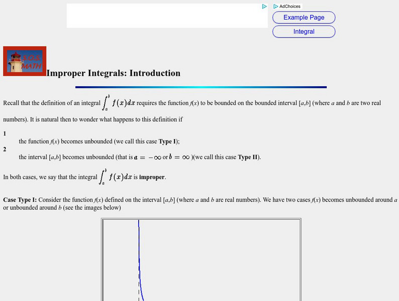 S.o.s. Math: Improper Integrals: Introduction Activity S.o.s. Math: Improper Integrals: Introduction Activity