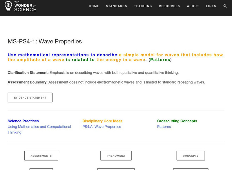The Wonder of Science: Ms Ps4 1: Wave Properties Lesson Plan
