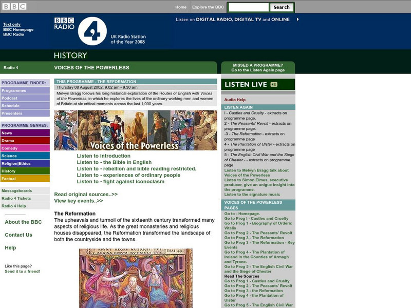 Bbc Radio 4: Voices of the Powerless: The Reformation Website Bbc Radio 4: Voices of the Powerless: The Reformation Website