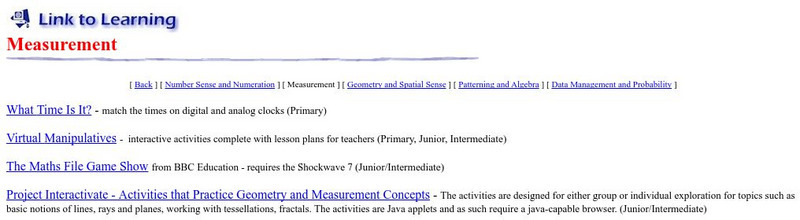 Link to Learning: Measurement Website Link to Learning: Measurement Website