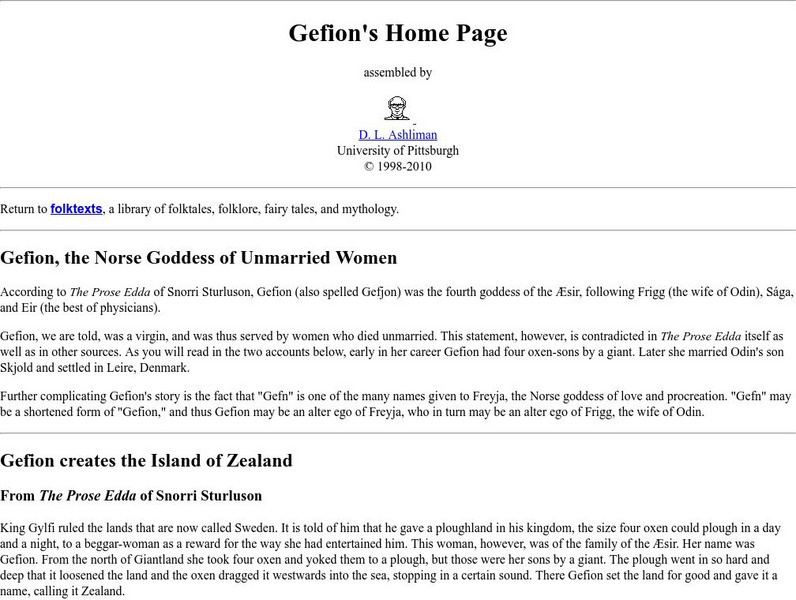 Germanic Myths, Legends, and Sagas: Gefion's Home Page Website Germanic Myths, Legends, and Sagas: Gefion's Home Page Website