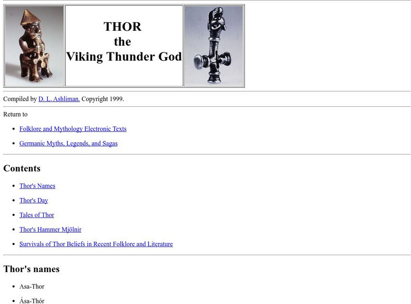 Germanic Myths, Legends, and Sagas: Thor, the Viking Thunder God Website Germanic Myths, Legends, and Sagas: Thor, the Viking Thunder God Website