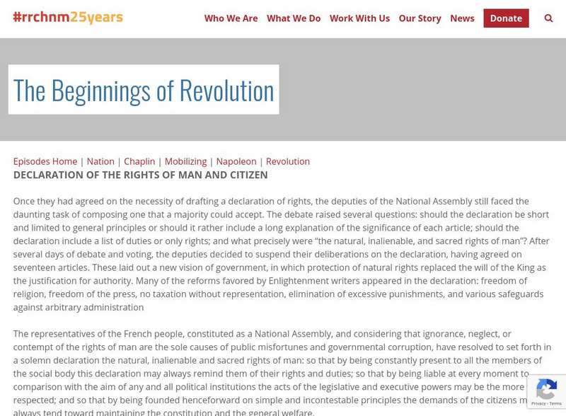 Roy Rosenzweig Center: Declaration of the Rights of Man and Citizen Article Roy Rosenzweig Center: Declaration of the Rights of Man and Citizen Article