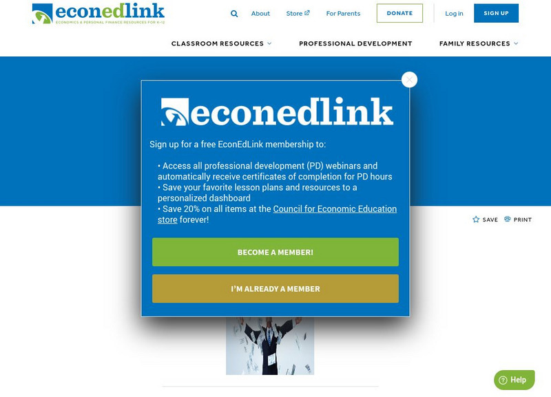 Econ Ed Link: You've Won the Lottery! Now What? Lesson Plan Econ Ed Link: You've Won the Lottery! Now What? Lesson Plan