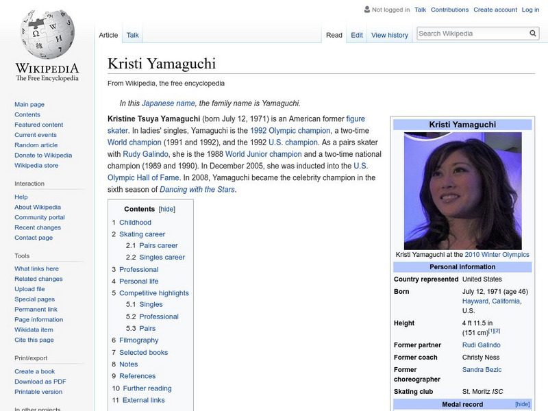 Wikipedia: Kristi Yamaguchi Handout Wikipedia: Kristi Yamaguchi Handout