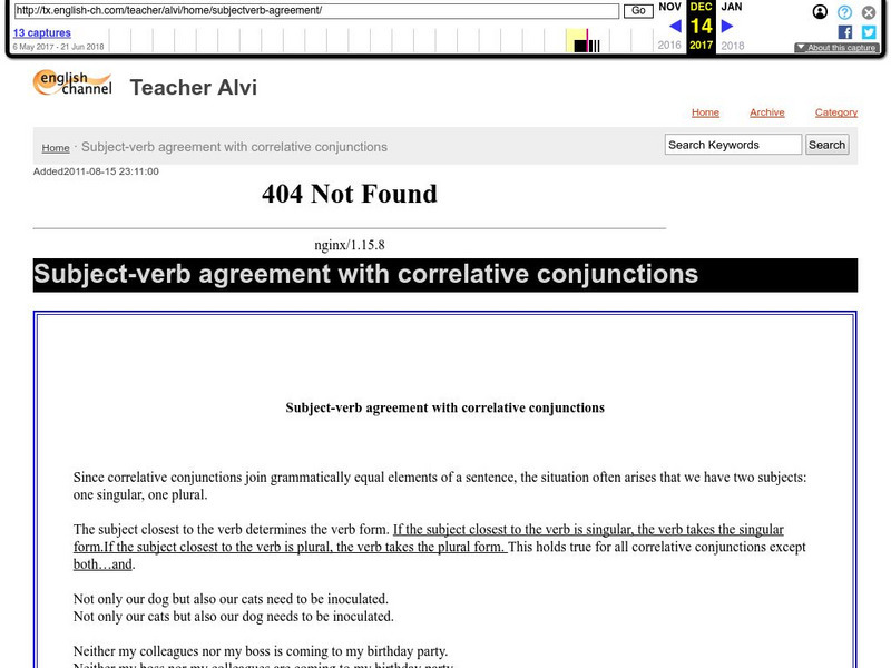 English Channel: Subject Verb Agreement With Correlative Conjunctions Handout English Channel: Subject Verb Agreement With Correlative Conjunctions Handout