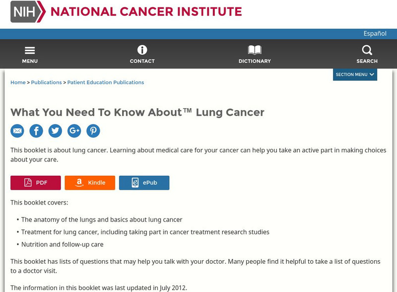 National Cancer Institute: What You Need to Know About Lung Cancer eBook National Cancer Institute: What You Need to Know About Lung Cancer eBook
