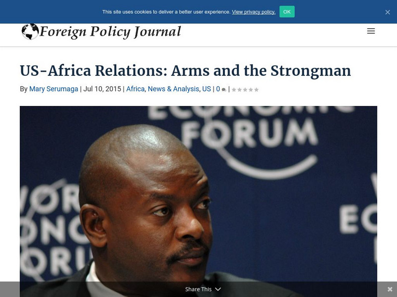 Foreign Policy Journal: Us Africa Relations: Arms and the Strongman Handout Foreign Policy Journal: Us Africa Relations: Arms and the Strongman Handout