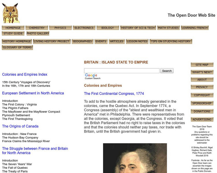 Open Door Web Site: The First Continental Congress Activity Open Door Web Site: The First Continental Congress Activity