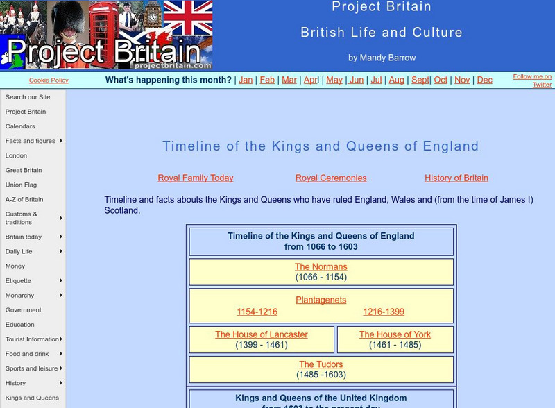 Timeline of the Kings and Queens of England Website Timeline of the Kings and Queens of England Website