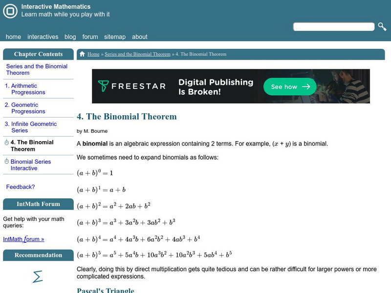 Interactive Mathematics: The Binomial Theorem Unit Plan