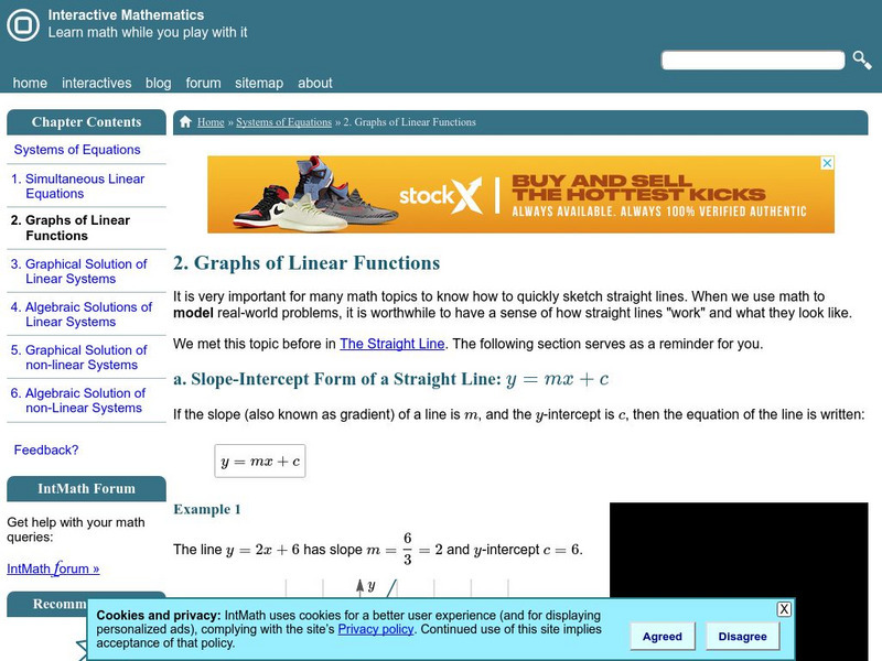 Interactive Mathematics: Graphs of Linear Functions Handout Interactive Mathematics: Graphs of Linear Functions Handout