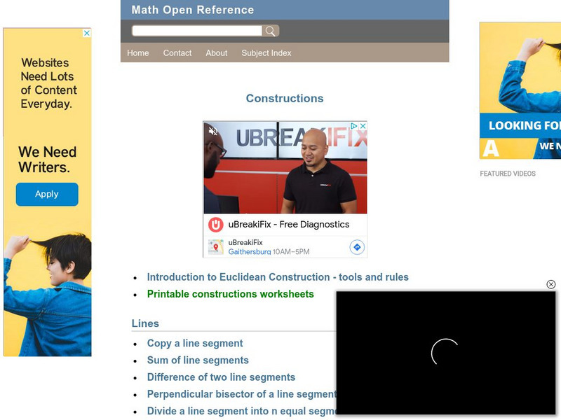 Math Open Reference: Constructions Activity