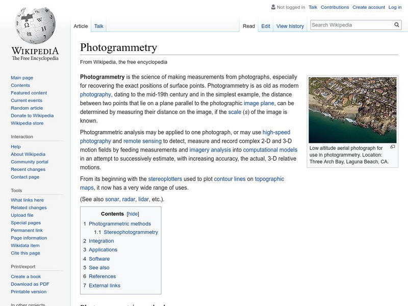 Wikipedia: Photogrammetry Handout Wikipedia: Photogrammetry Handout