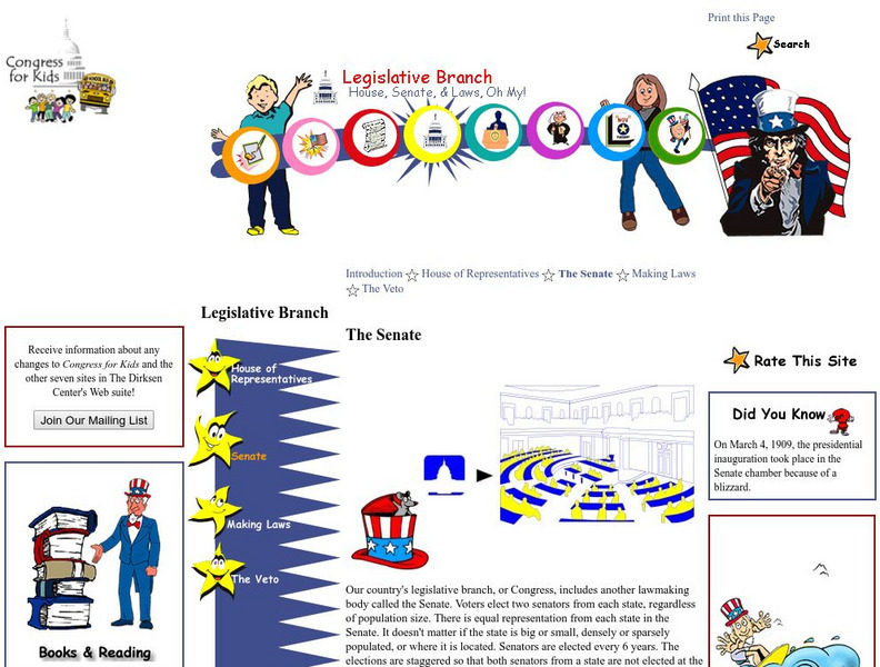 Congress for Kids: Legislative Branch, the Senate Activity Congress for Kids: Legislative Branch, the Senate Activity