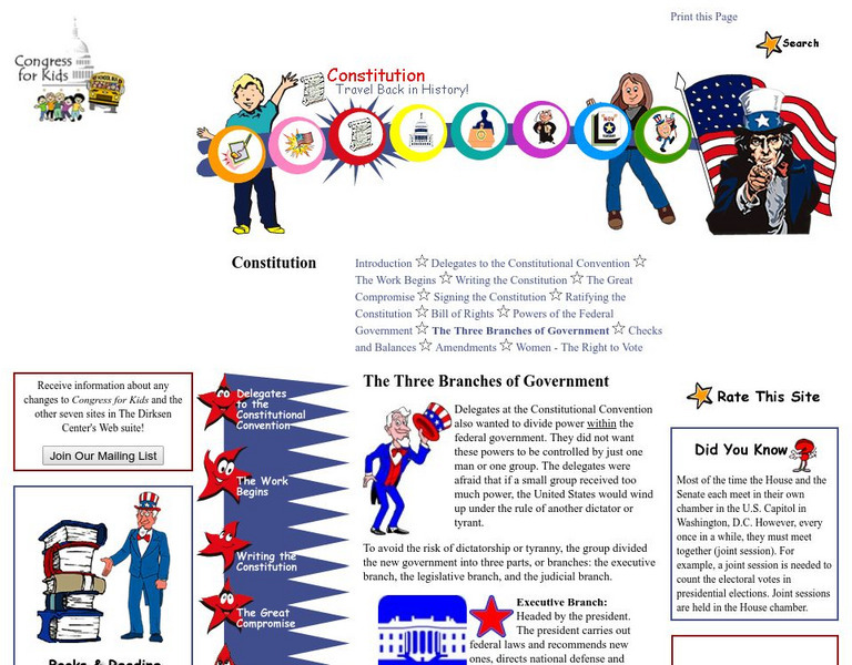 Congress for Kids: The Three Branches of Government Website Congress for Kids: The Three Branches of Government Website