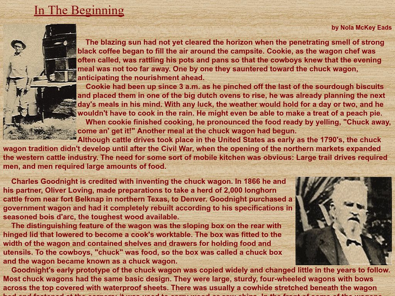 The History of the Cattle Trail Chuck Wagon Website The History of the Cattle Trail Chuck Wagon Website