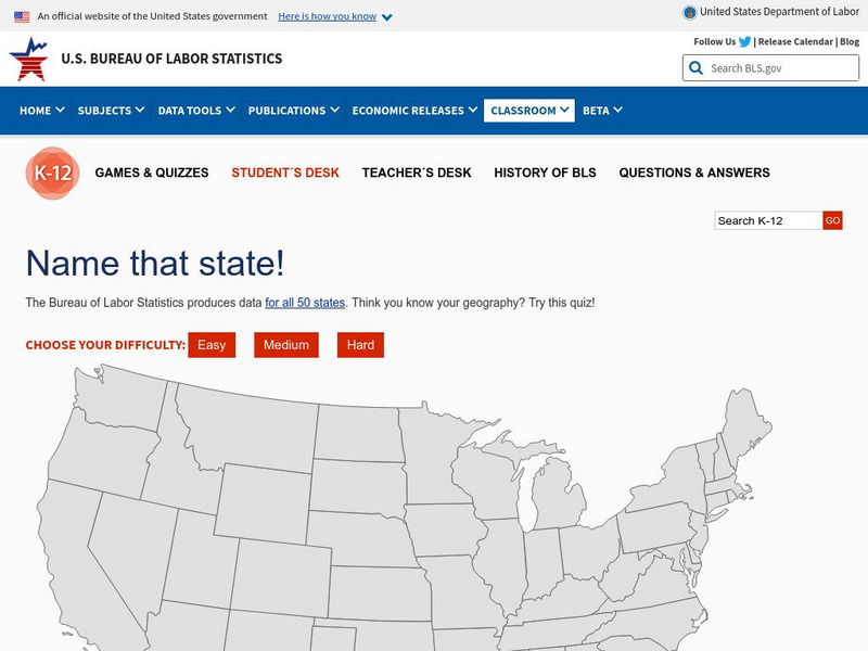 Bureau of Labor Statistics: Name That State! Interactive