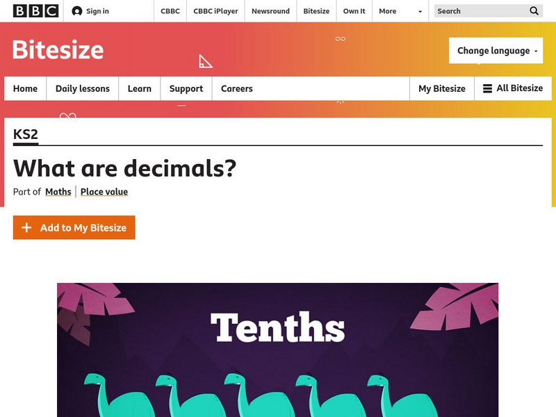 Bbc Schools: Bitesize: What Are Decimals? Activity