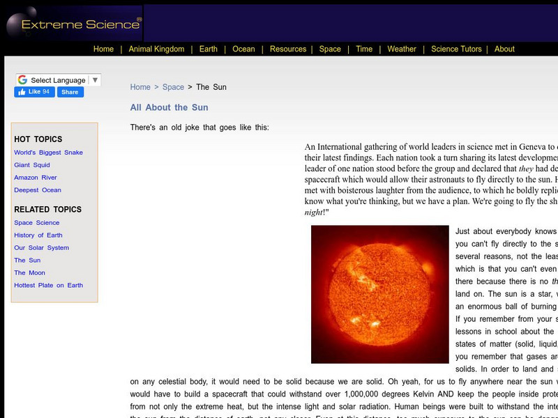 Extreme Science: All About the Sun Website Extreme Science: All About the Sun Website