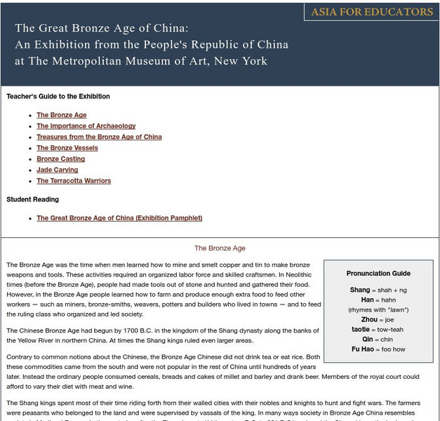 The Great Bronze Age of China Handout The Great Bronze Age of China Handout