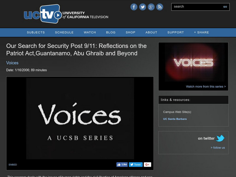 University of California Television: Our Search for Security Post 9/11 Instructional Video University of California Television: Our Search for Security Post 9/11 Instructional Video