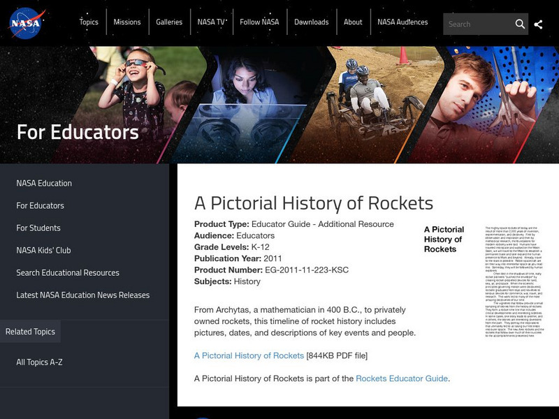 Nasa: Rockets Educator Guide: A Pictorial History Graphic Nasa: Rockets Educator Guide: A Pictorial History Graphic