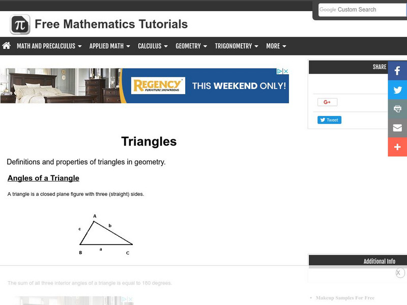 Analyze Math: Free Math Tutorials: Triangles Handout