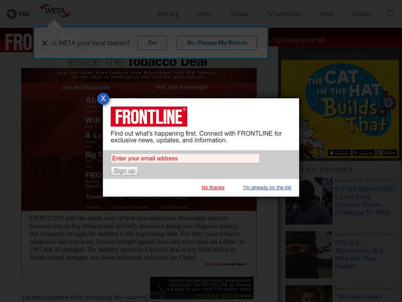 Pbs: Inside the Tobacco Deal Instructional Video Pbs: Inside the Tobacco Deal Instructional Video