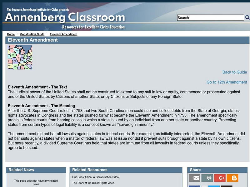 Annenberg Classroom: Eleventh Amendment Handout Annenberg Classroom: Eleventh Amendment Handout