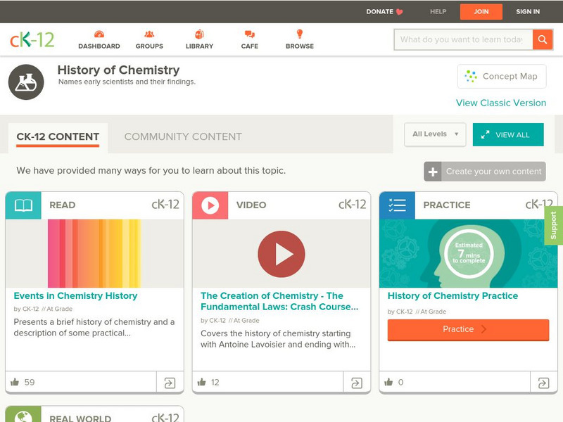 Ck 12: History of Chemistry Unit Plan