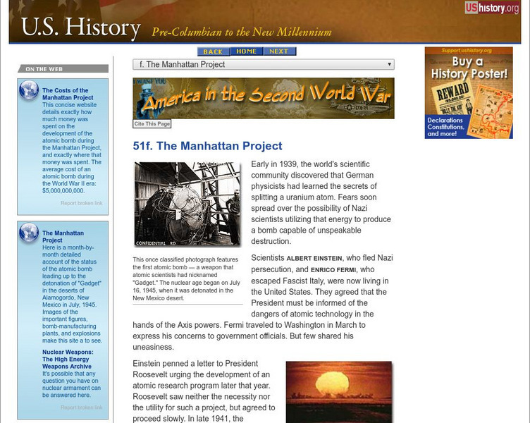 U.s. History: The Manhattan Project Website U.s. History: The Manhattan Project Website
