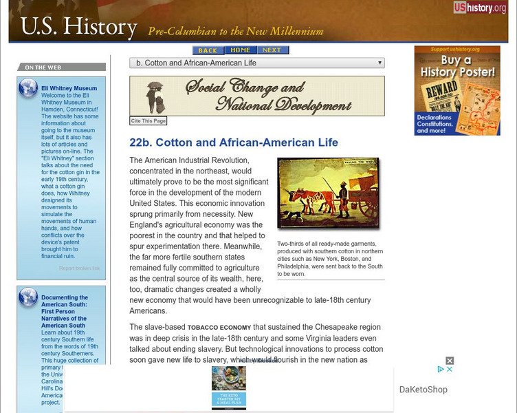 U.s. History: Cotton and African American Life Website U.s. History: Cotton and African American Life Website