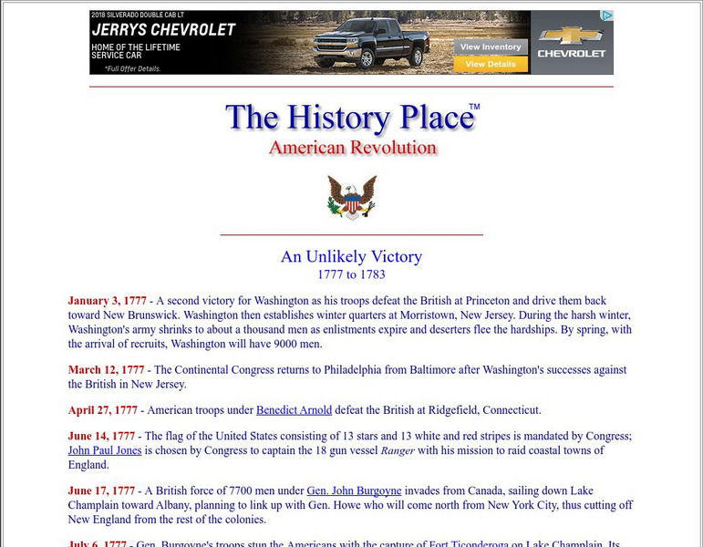 The History Place: American Revolution: An Unlikely Victory Activity The History Place: American Revolution: An Unlikely Victory Activity