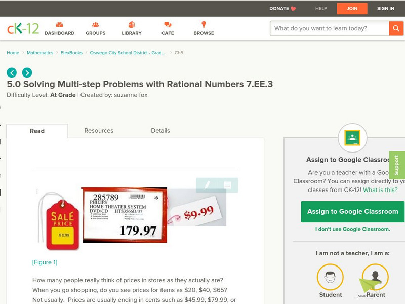 Ck 12: Solving Multi Step Problems With Rational Numbers Unit Plan Ck 12: Solving Multi Step Problems With Rational Numbers Unit Plan