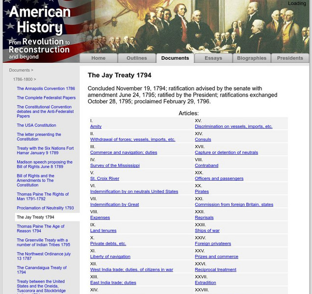 American History: Documents: The Jay Treaty, 1794 (Full Text) Primary American History: Documents: The Jay Treaty, 1794 (Full Text) Primary