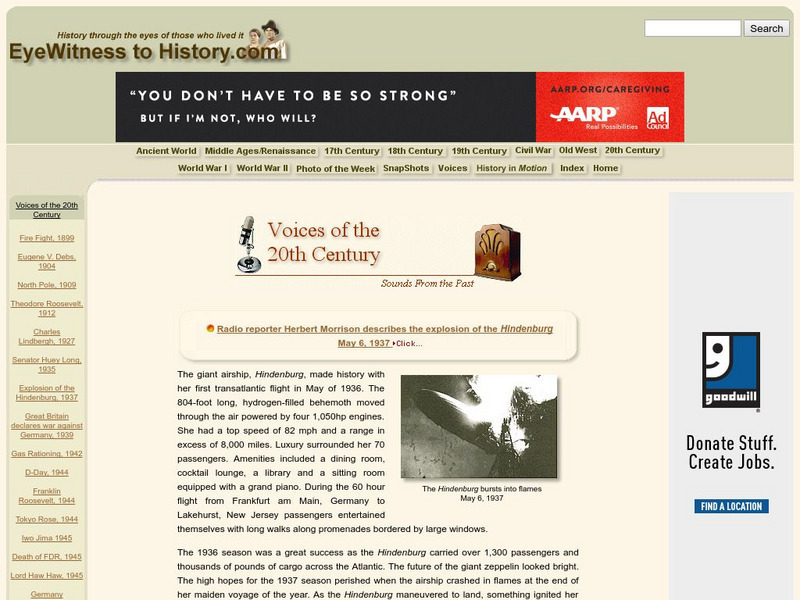 Eyewitness to History: Crash of the Hindenburg Activity Eyewitness to History: Crash of the Hindenburg Activity