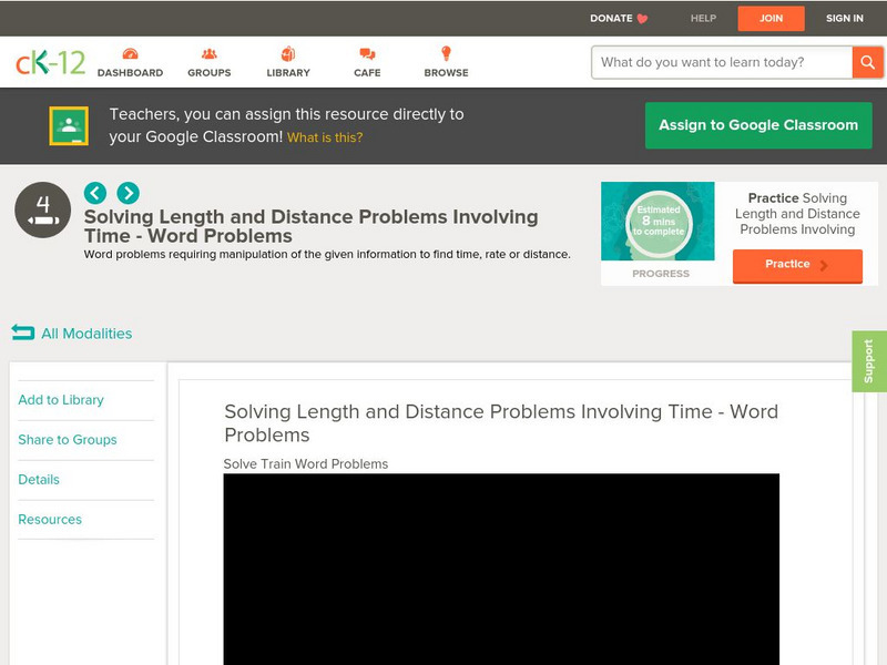 Ck 12: Elem Math: Solving Length and Distance Word Problems Involving Time Unit Plan Ck 12: Elem Math: Solving Length and Distance Word Problems Involving Time Unit Plan