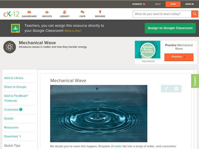 Ck 12: Physical Science: Mechanical Wave Unit Plan