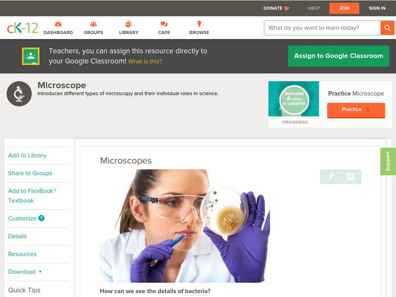 Ck 12: Life Science: Microscopes Unit Plan Ck 12: Life Science: Microscopes Unit Plan