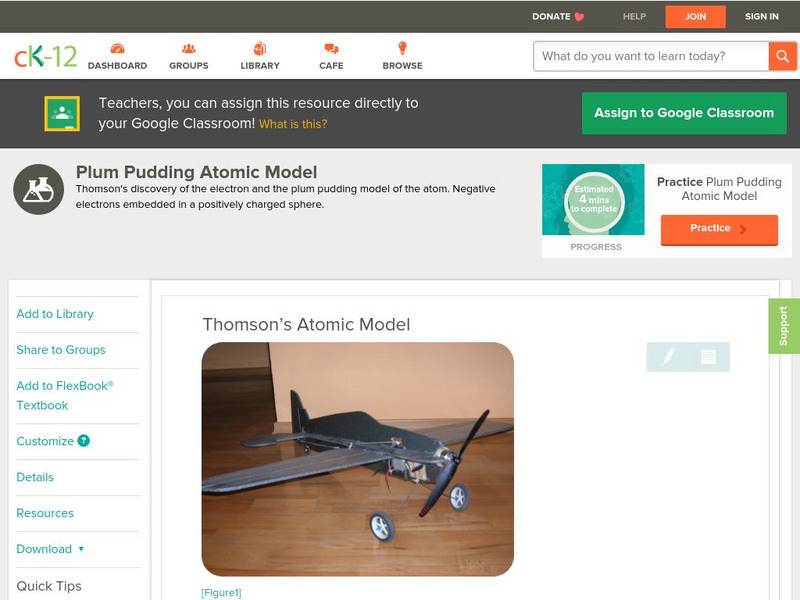 Ck 12: Chemistry: Thomson's Atomic Model Unit Plan Ck 12: Chemistry: Thomson's Atomic Model Unit Plan