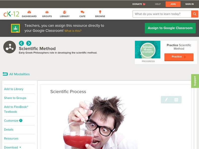 Ck 12: Chemistry: Scientific Process Unit Plan Ck 12: Chemistry: Scientific Process Unit Plan