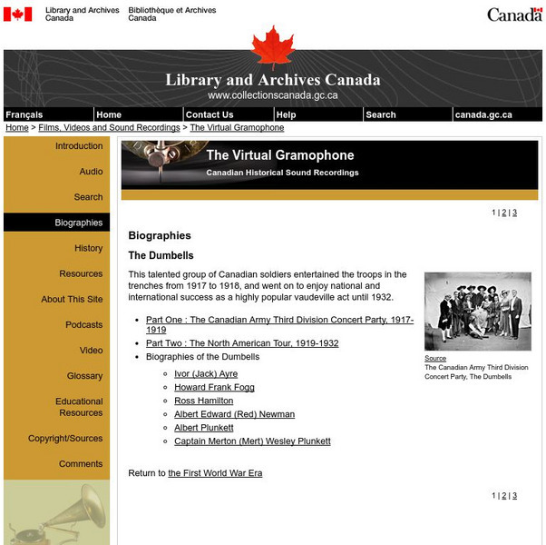 Library & Archives Canada: The Dumbells (World War I Entertainment Unit) Website Library & Archives Canada: The Dumbells (World War I Entertainment Unit) Website