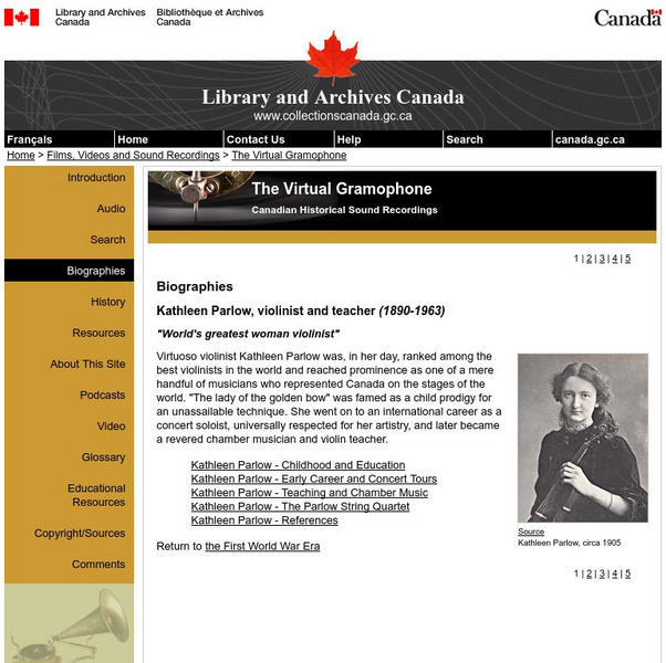 Library and Archives Canada: Kathleen Parlow, Violinist (1890 1963) Website Library and Archives Canada: Kathleen Parlow, Violinist (1890 1963) Website