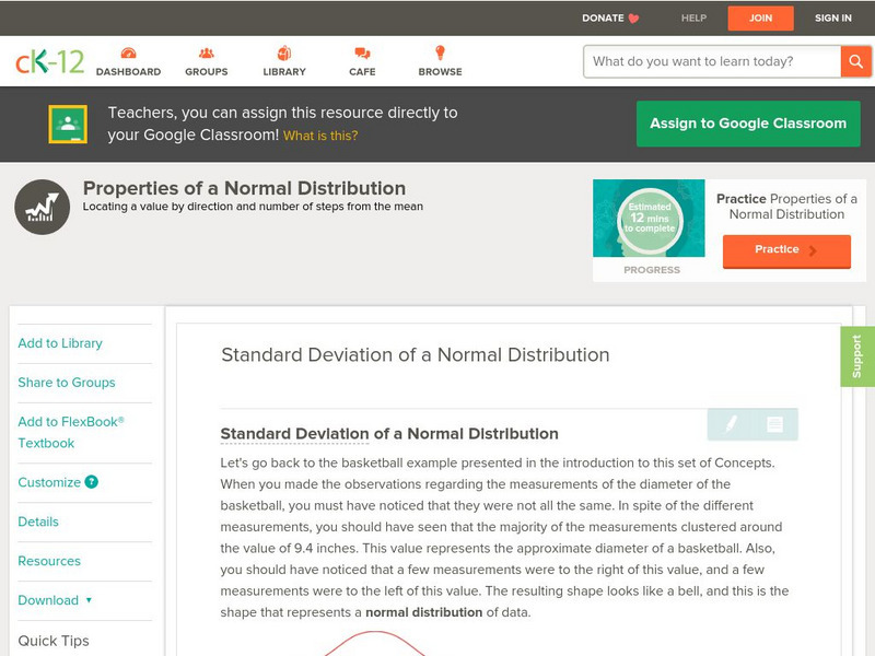 Ck 12: Statistics: Standard Deviation of a Normal Distribution Unit Plan Ck 12: Statistics: Standard Deviation of a Normal Distribution Unit Plan