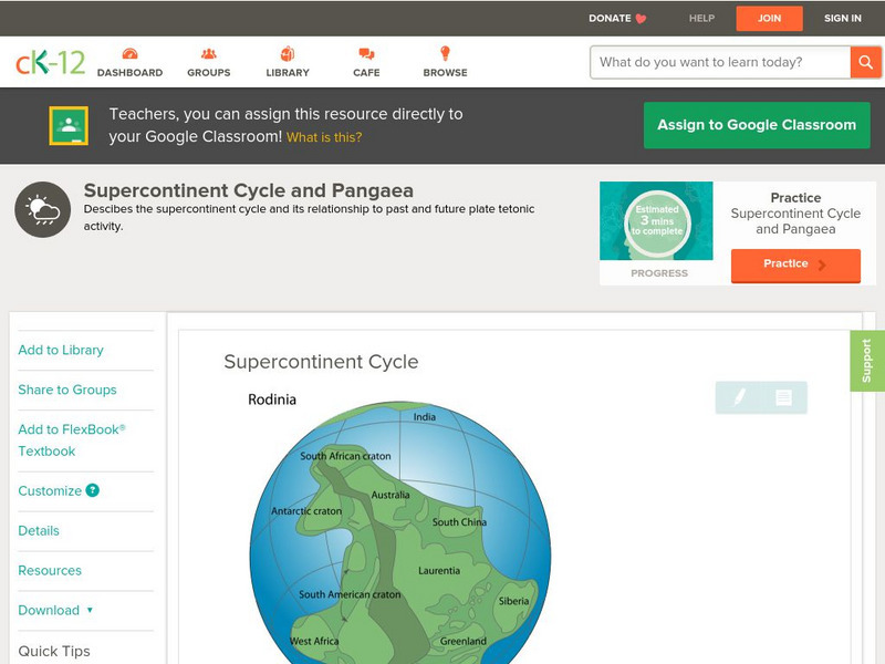 Ck 12: Earth Science: Supercontinent Cycle Unit Plan Ck 12: Earth Science: Supercontinent Cycle Unit Plan