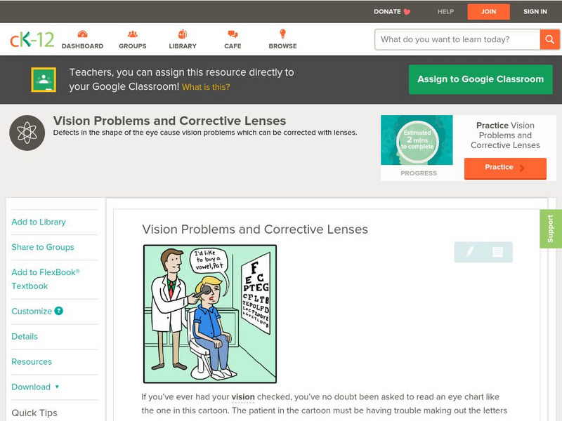 Ck 12: Physical Science: Vision Problems and Corrective Lenses Unit Plan